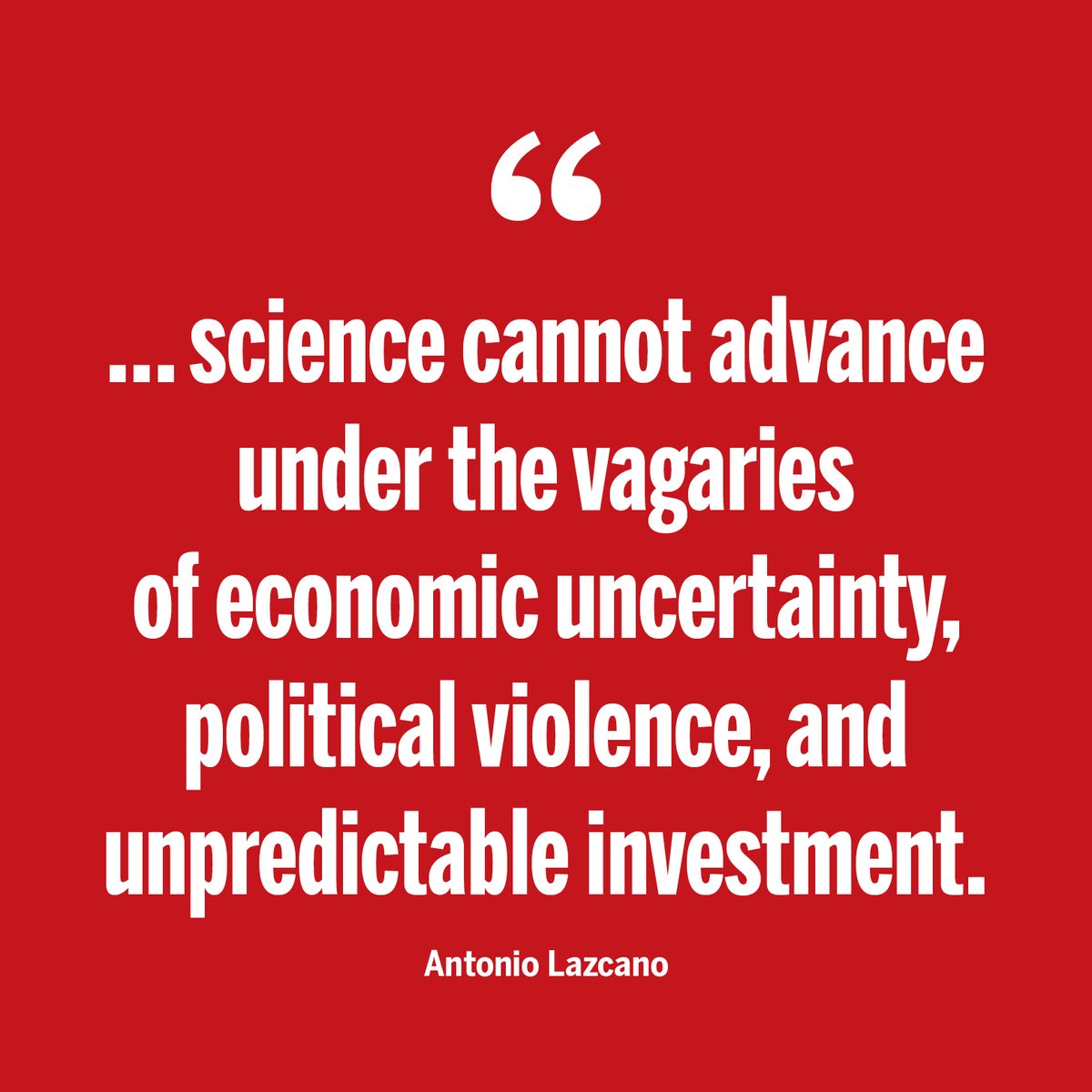 ScienceMagazine's tweet image. &quot;The establishment and growth of scientific communities require long-term planning, political backing, and social and economic support. In many Latin American countries, these entities have been repeatedly shaken …,&quot; writes Antonio Lazcano in a new #ScienceEditorial.…