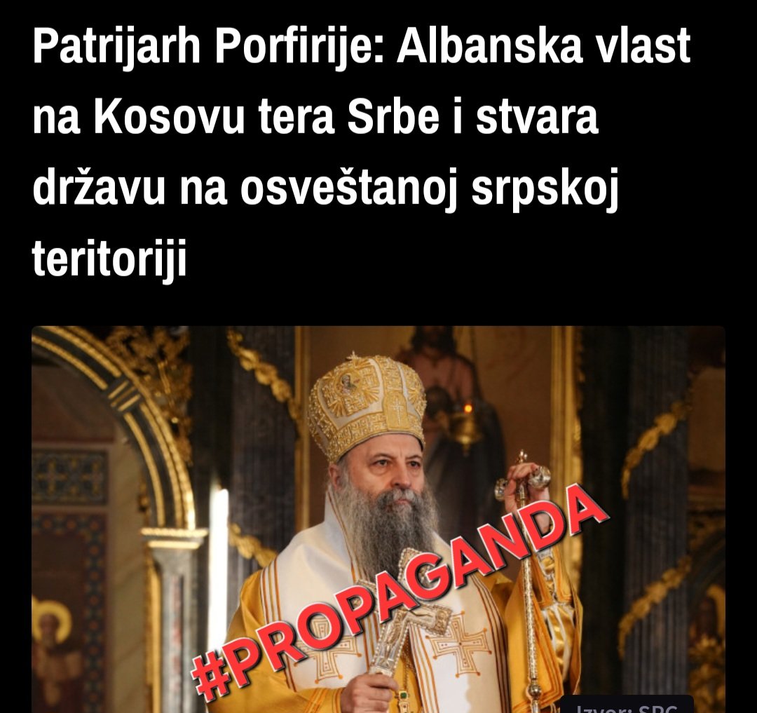 A Response to the political statement of Serbian Patriarch Porfirije!

Even during the holiest days for Orthodox believers, the Patriarch of the Serbian Orthodox Church, Porfirije, did not find the spiritual strength to deliver a message of peace, understanding, or love among