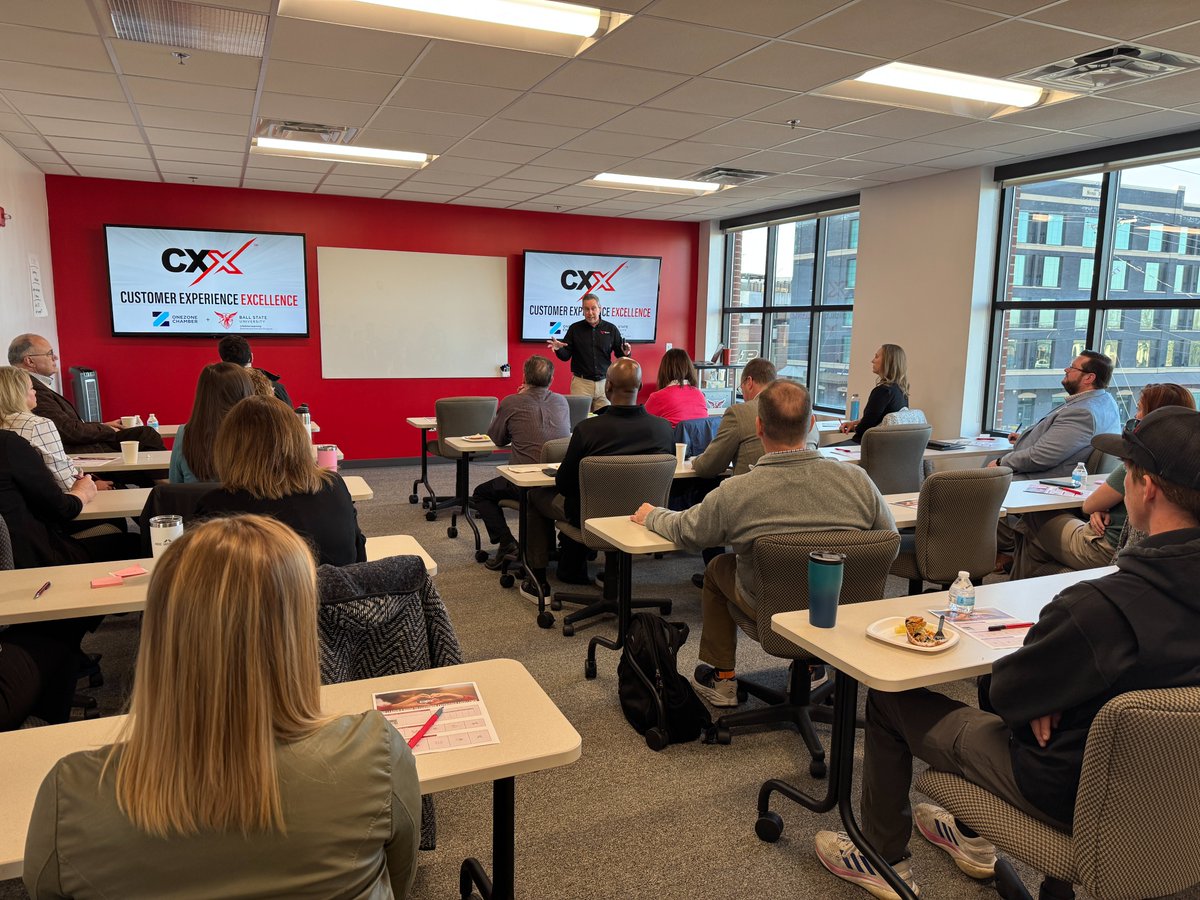 Ball State University teamed up with OneZone Chamber to present Greg Zirkle's CXX, Customer Experience Excellence.  We were happy to have a group of OneZone Chamber members learn how this program can benefit them, their colleagues, employees, and businesses.