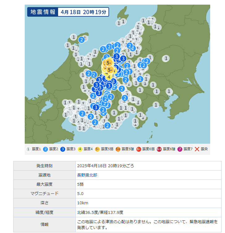 長野の地震、皆大丈夫かしら。夜間帯の地震は特に怖いわよね…。断層帯付近で小さい地震が連発してるみたいだけど、力の発散が全く無いよりは良いわね。有事に備えて日々の備えを怠らないようにしておいてね。