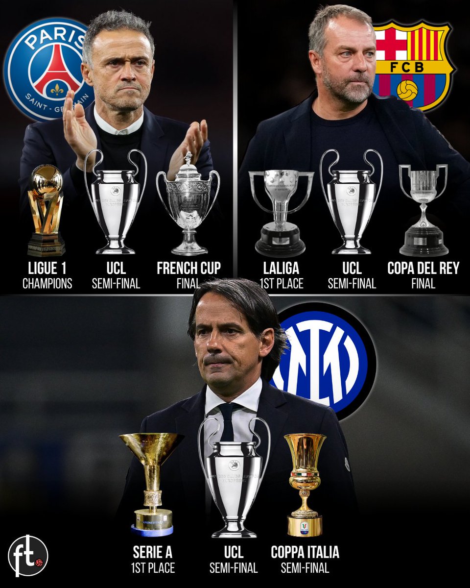 Football__Tweet's tweet image. These three giants are the only clubs in Europe in the race to win a treble this season! 👀🏆3️⃣
🇫🇷 Paris Saint-Germain
🇪🇸 Barcelona
🇮🇹 Inter Milan
Who’s more likely to do it? 🤔🥇