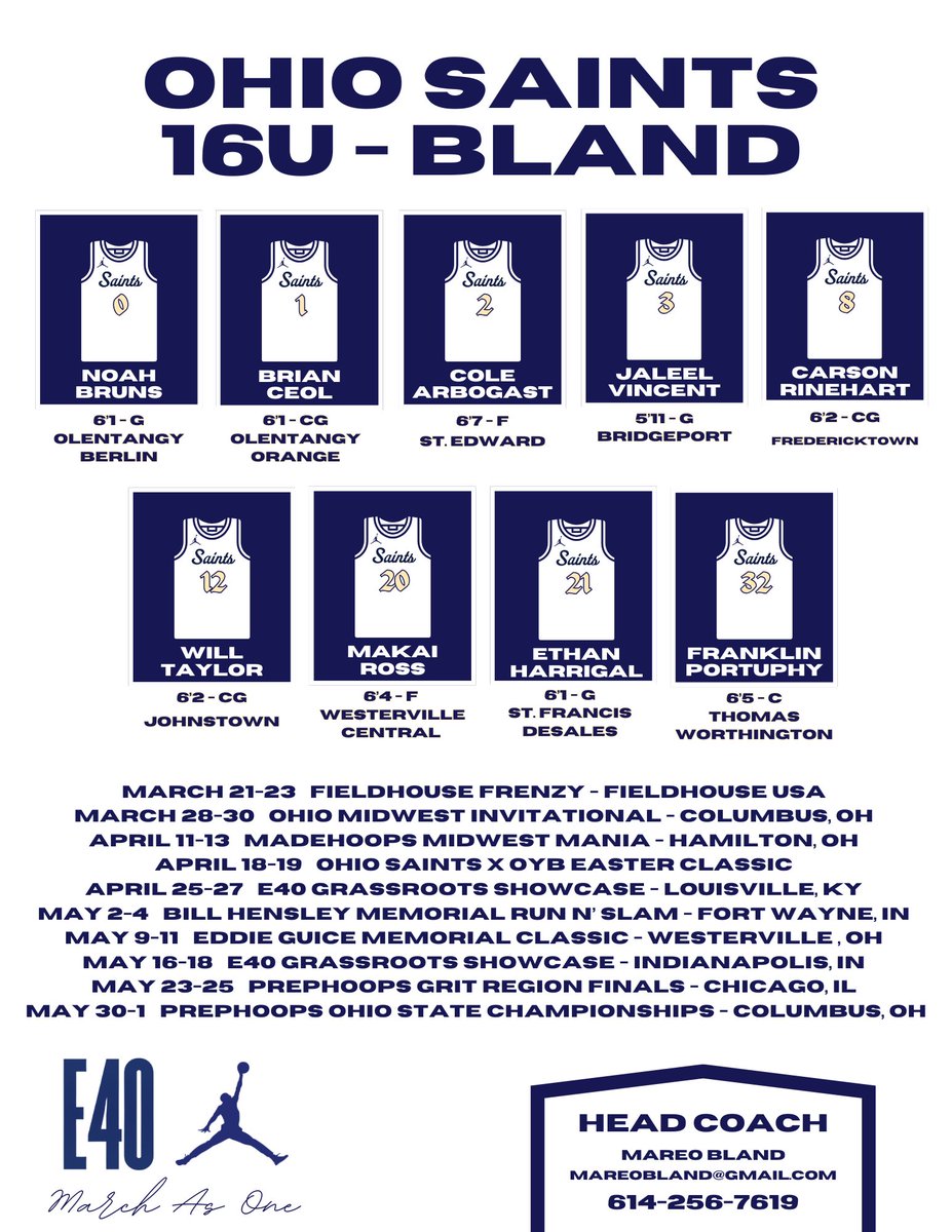 Ohio Saints (@ohiosaints2027) on Twitter photo 🧵THREAD 🧵
As we prepare to hit the <a href="/Elite40boys/">Elite 40 League (Boys)</a> circuit, let’s meet our 𝟏𝟔𝐮 𝐎𝐡𝐢𝐨 𝐒𝐚𝐢𝐧𝐭𝐬. This team has a blend of athleticism, grit, size & talent. Looking forward to seeing them compete on the big stage! 🧵THREAD 🧵
As we prepare to hit the <a href="/Elite40boys/">Elite 40 League (Boys)</a> circuit, let’s meet our 𝟏𝟔𝐮 𝐎𝐡𝐢𝐨 𝐒𝐚𝐢𝐧𝐭𝐬. This team has a blend of athleticism, grit, size & talent. Looking forward to seeing them compete on the big stage!