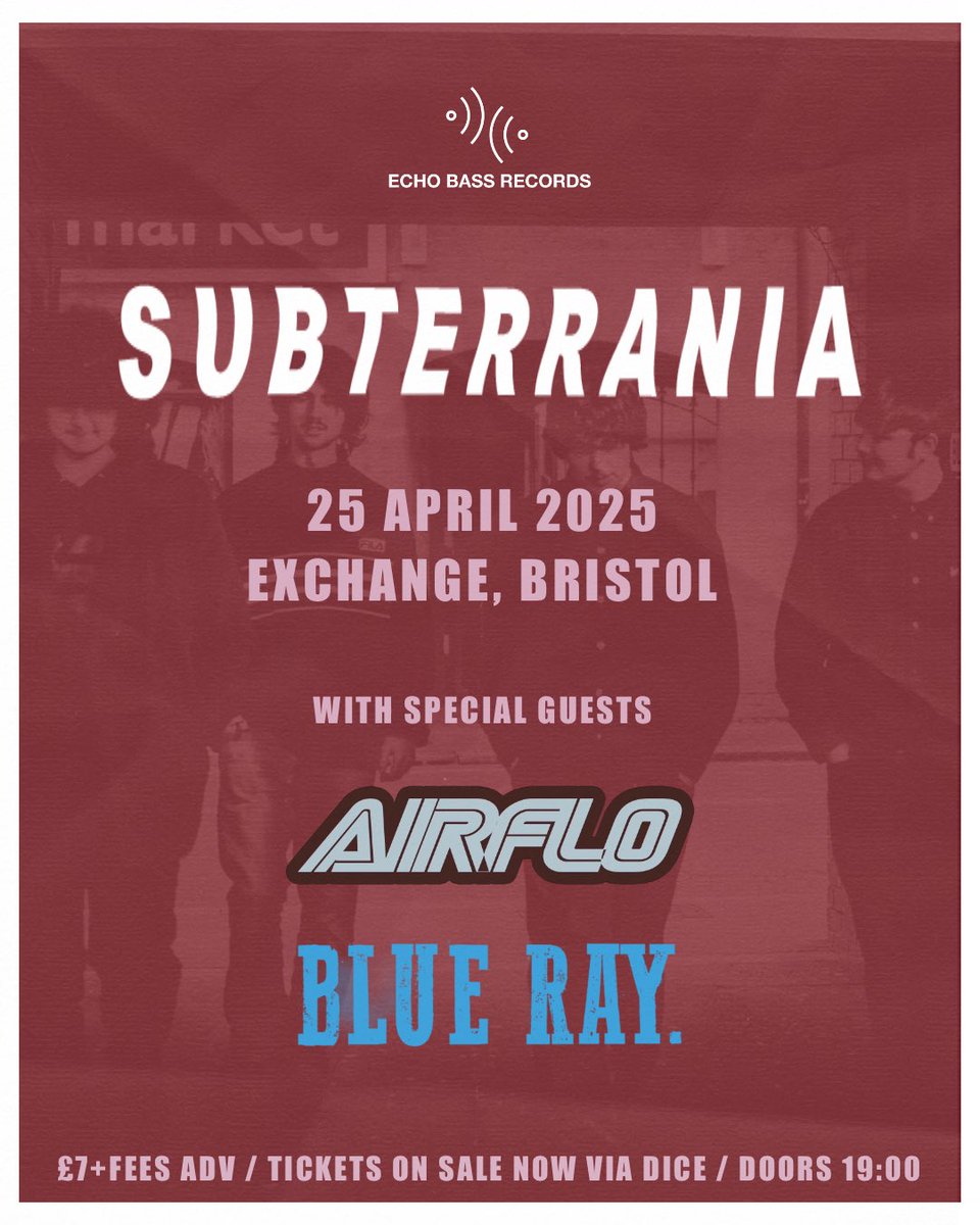 SubterraniaBand's tweet photo. We’ve added Blue Ray to support on our headline date in Bristol next week! https://t.co/WRibQYRVsK