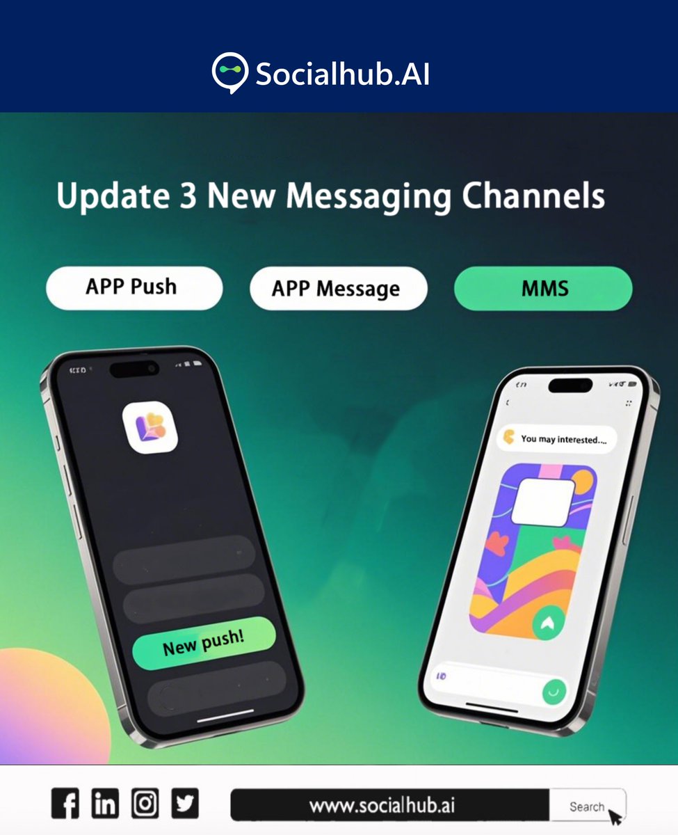 TechsunInc's tweet photo. [https://t.co/J4E6GL4IVR] update: Add 3 new channels
🔔 APP push: Trigger user behavior in real time
📩 APP in-site message: Supports rich media content, retains historical messages
📱 MMS Messaging: No network dependency, attract inactive users back
#UserGrowth #OmniChannel https://t.co/M1rHahOUVb