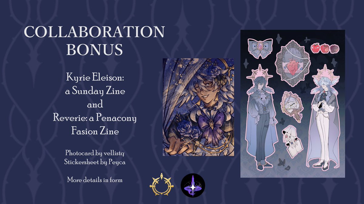 🕊️COLLAB MERCH🕊️
We’re excited to announce that we are also collaborating with <a href="/penaconyfashion/">Reverie: A Penacony Fashion Zine - LEFTOVERS SOON</a>!

◈ Physical Sunday+Digital Penacony Fashion: Photocard
◈ Digital Sunday+Physical Penacony Fashion: Stickersheet
◈ Physical Sunday+Physical Penacony Fashion: Photocard+Stickersheet