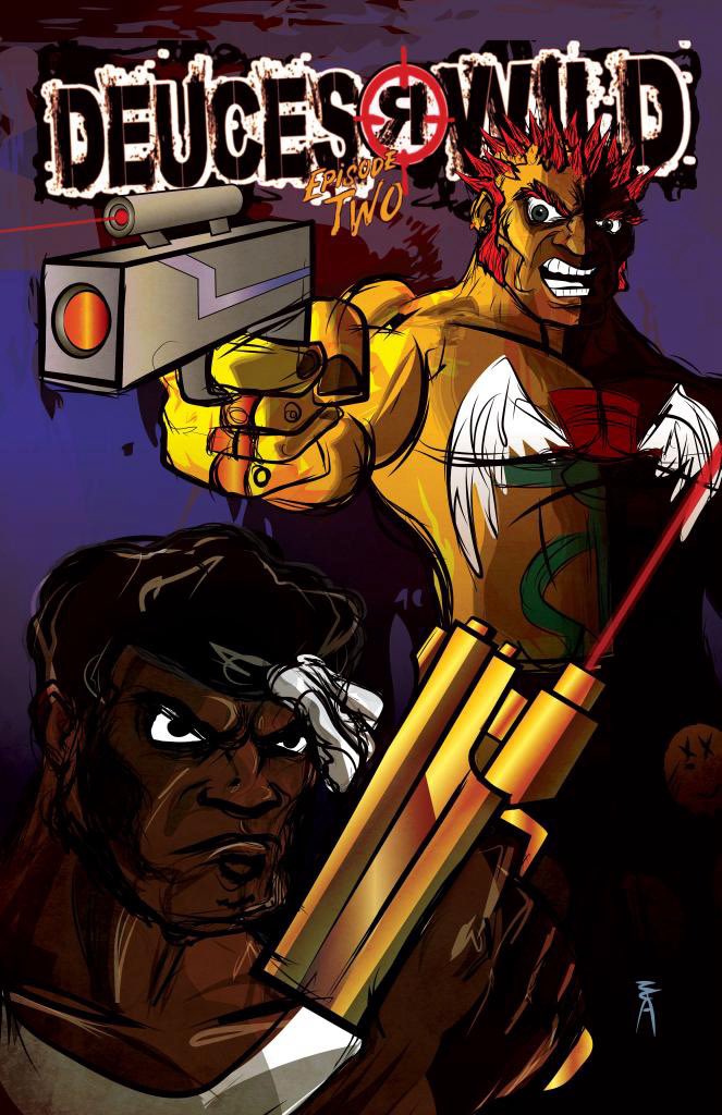 RealReece1123's tweet photo. Hell hello friends and fans alike, we gotta really goodie for you today. This is the variant cover for Deuces R Wild eps 2 create by no other than the man the myth that legend Dan Price. 
#lesserknowncomics #graphicnovelart #cws #danprice #kickstarter

https://t.co/Q6fSAcF3zx https://t.co/SNWQLhW6Il