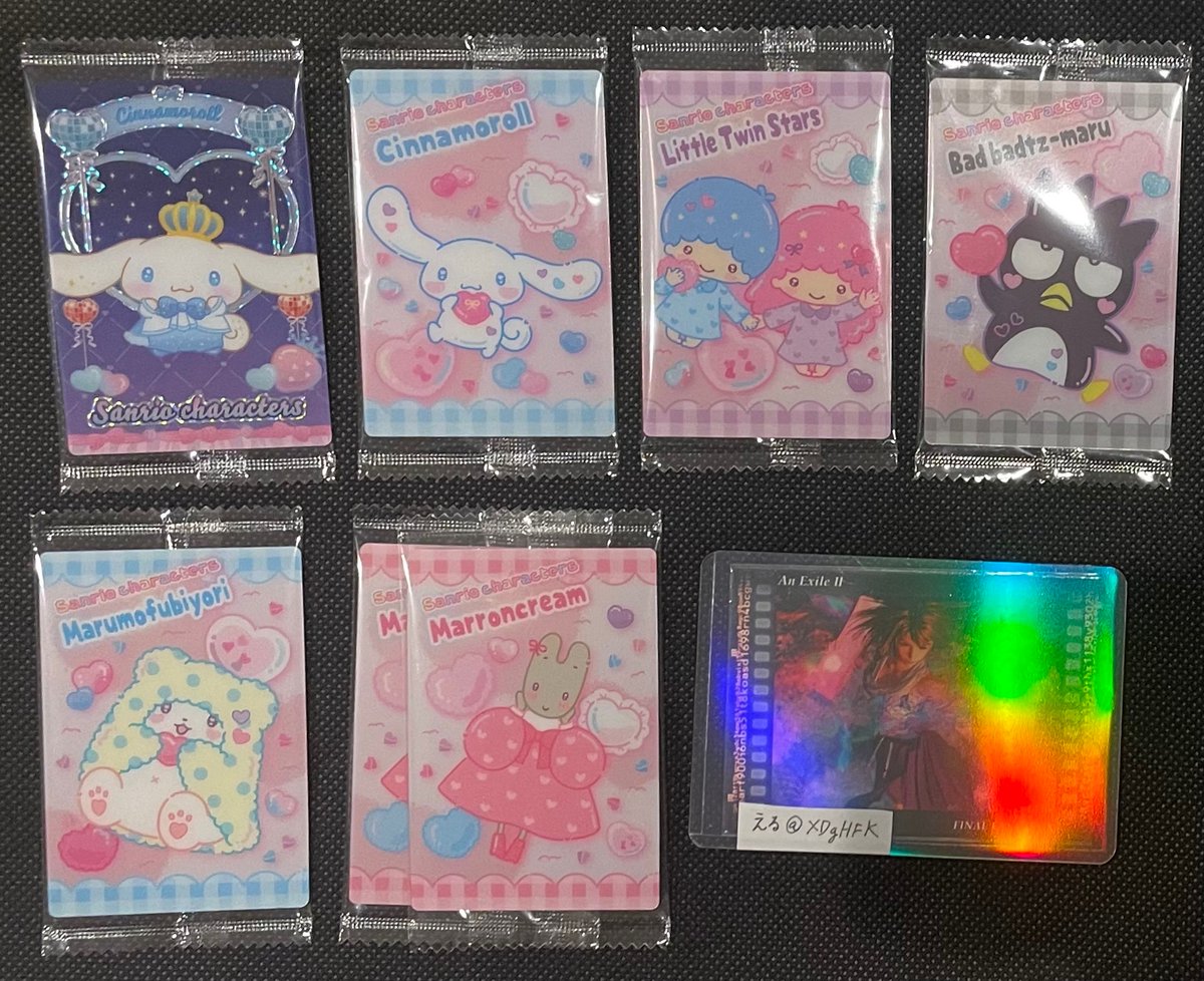 XDgHFK's tweet photo. 交換
サンリオ　ウエハース

譲　レア シナモン キキララ ばつ丸 他

求　同異種けろっぴ  (全て各1)
　　異種は画像3以外でお願いします

郵送での2：2〜。
ミニレター予定。
お声がけ重なる場合はまとめての方優先。
検索からもお声がけお待ちしております。 https://t.co/9BhnivqmFV