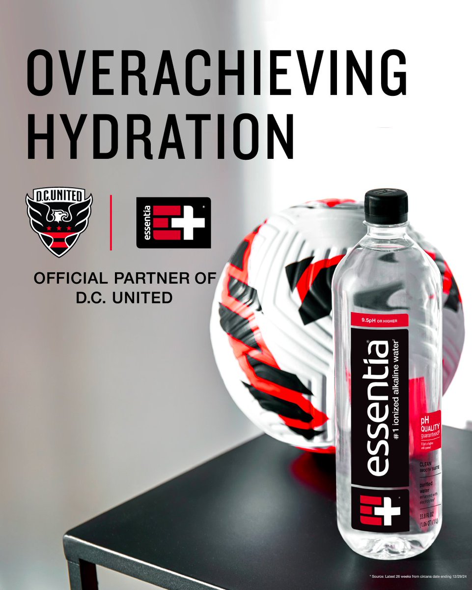 Fueling the fight, on and off the pitch. Essentia is proud to be the Official Partner of D.C. United ⚽, supporting another season of relentless drive and ambition. #OverachievingH2O💧