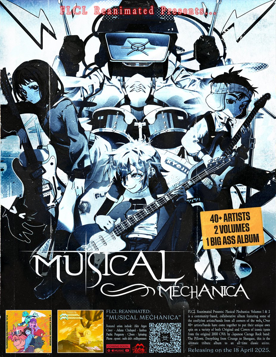 FLCL REANIMATED PRESENTS: MUSICAL MECHANICA VOLUMES 1 &amp; 2

OUT NOW

LINKS IN THE REPLIES AND OUR BIO