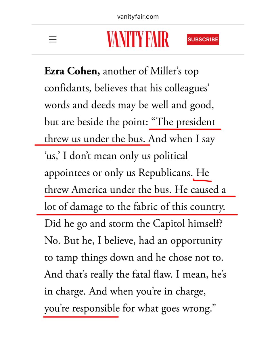 alx's tweet image. Hearing Ezra Cohen is being considered for Deputy Director of the NSA
Cohen says President Trump threw him & America “under the bus” and was “responsible” for January 6th
He also says Trump “caused a lot of damage to the fabric of this country”
Seems concerning to have at NSA