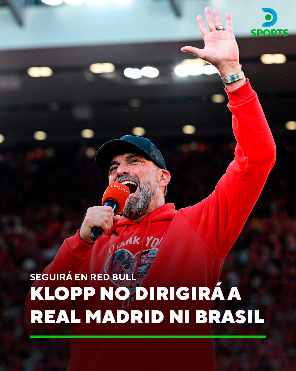 ¡JÜRGEN KLOPP LE BAJÓ EL PULGAR A REAL MADRID Y BRASIL! 🇩🇪

▶ Su agente afirmó que el alemán "está muy contento" con su rol de director del fútbol en Red Bull.

🎙 Sky Sports

📷 LFC