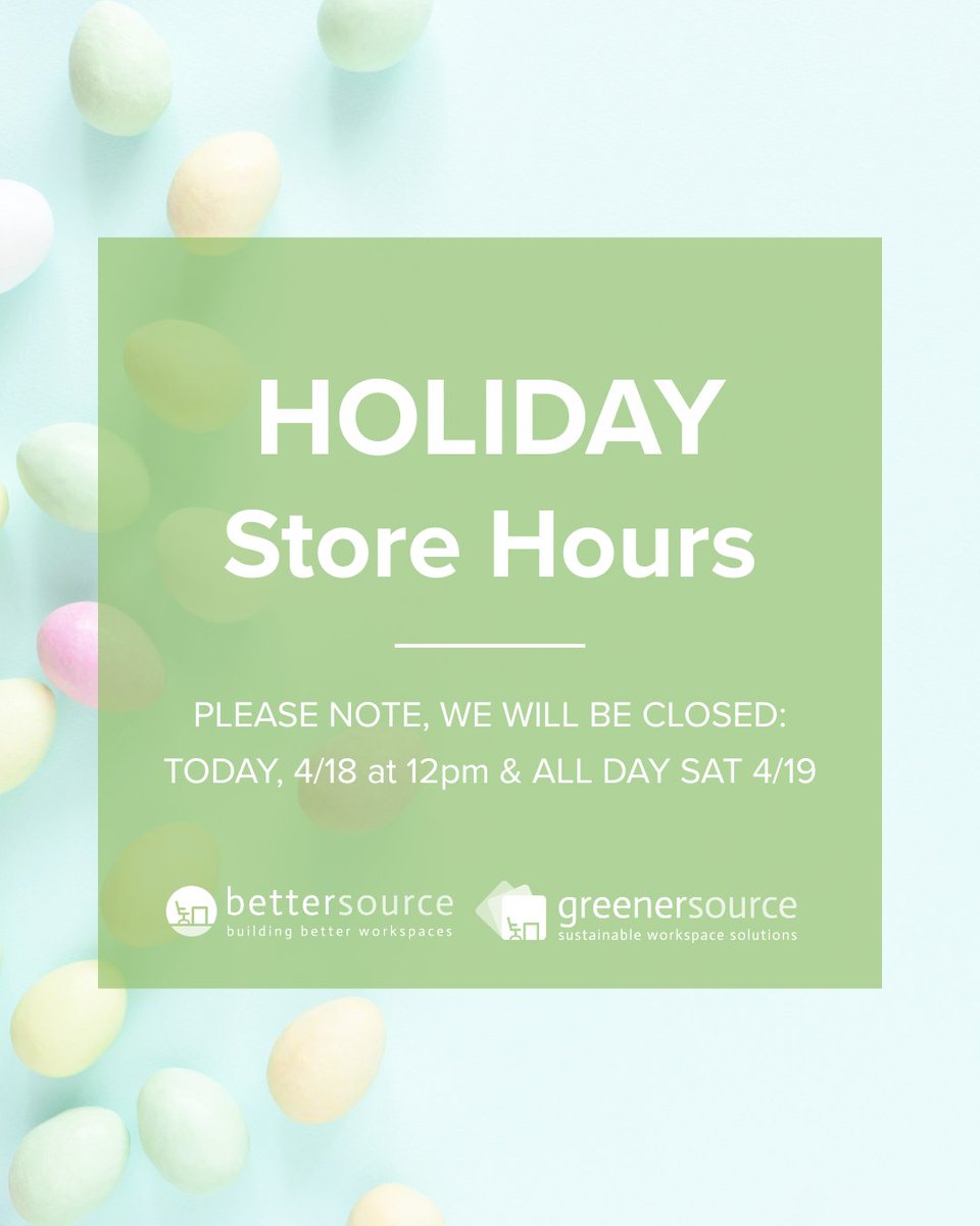 ABetterSource's tweet image. Wishing everyone a HOPPY Easter! 🐰
#BetterSource #Easter #HolidayClosed #OfficeFurniture