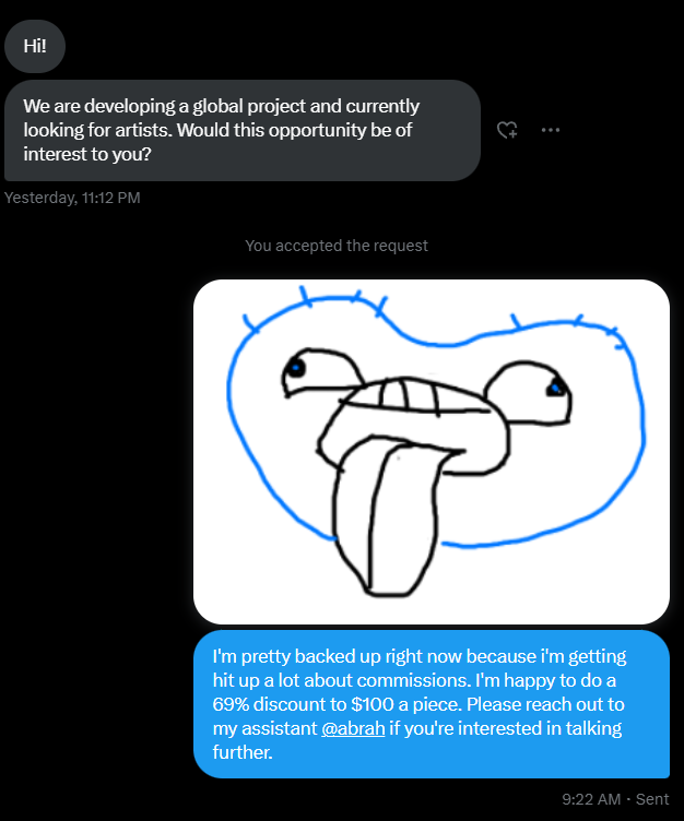 It's a tough market so I have started answering my DMs

😢