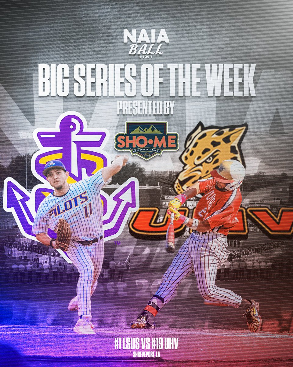 🚨🚨 BASEBALL IN THE BOOT!

For this weeks NAIA Ball Big Series of the Week presented by <a href="/ShoMeLeague/">Sho-Me Collegiate League</a> we have the top 2 teams nationally in ERA going at it! The #19 Jaguars of Houston-Victoria take on the undefeated #1 Pilots of LSUS!

LSUS leads the all-time series 12-3. 
Read