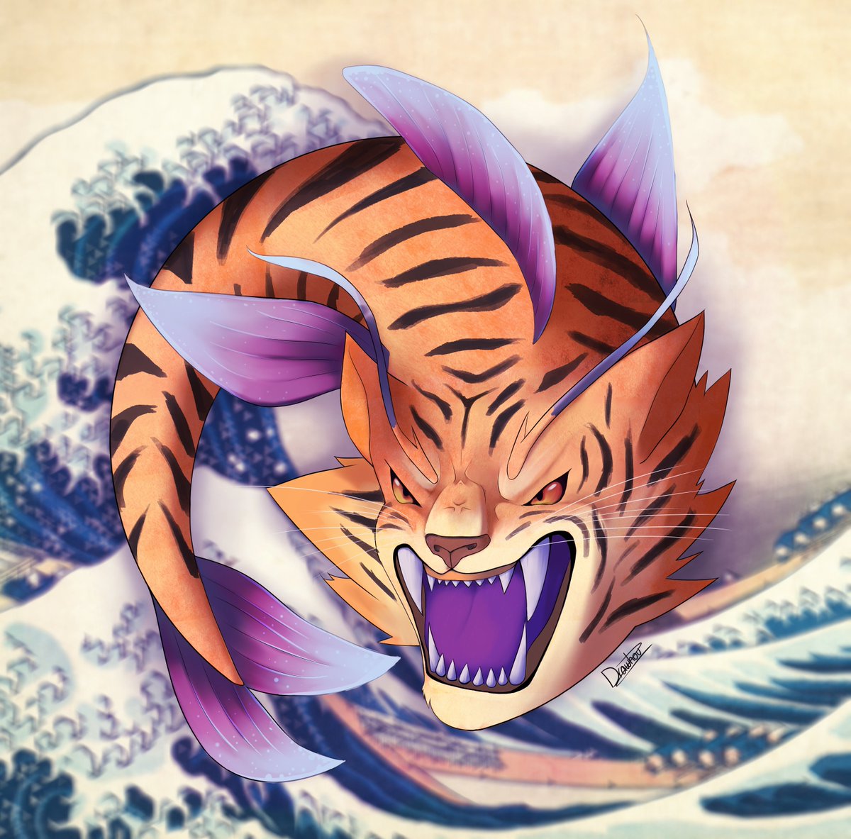 _drawhou's tweet photo. Fishtiger for a friend https://t.co/eAWeQNT2d0