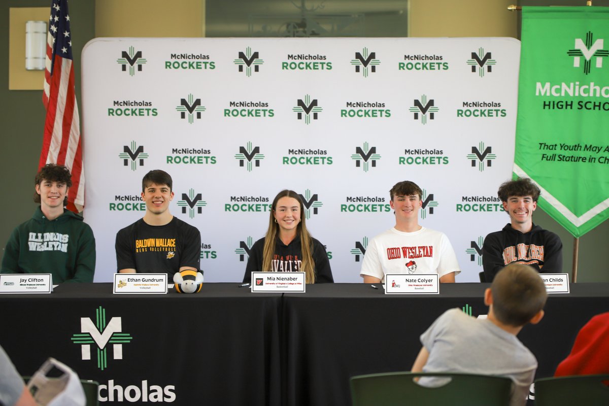 McNicholas Athletics (@mcnathletics) on Twitter photo Spring College Signees | Congrats!!!
On this Good Friday, we celebrate our 5 spring college signees. Congrats to Mia, Ethan C., Ethan G., Nate and Jay for signing to play at the next level!!!
#GoRockets
#BondedTogether Spring College Signees | Congrats!!!
On this Good Friday, we celebrate our 5 spring college signees. Congrats to Mia, Ethan C., Ethan G., Nate and Jay for signing to play at the next level!!!
#GoRockets
#BondedTogether