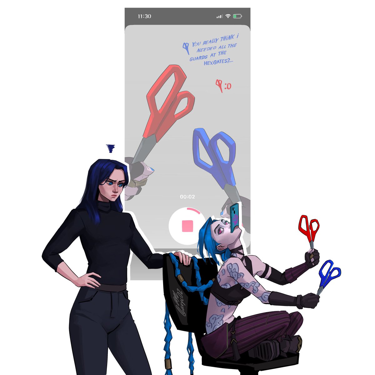 Blue thing red thing. (This meme has grown a bit predictable…) #Caitvi #violyn #jinx #jinxarcane #caitlynkiramman #arcane #arcanefanart #ArcaneArt #LeagueOfLegends