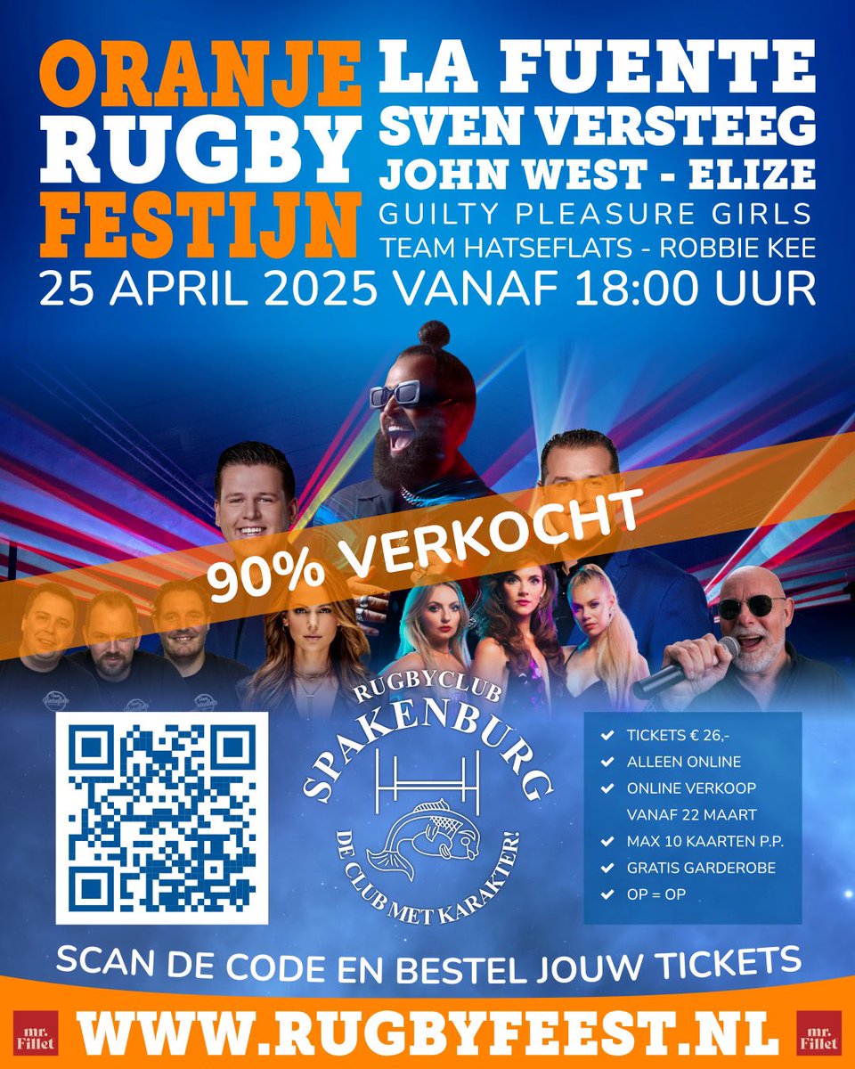 Het schiet al op! 🙏🏻
Momenteel zijn 90% van alle kaarten al verkocht! ❤️🎉

Voorkom teleurstelling en koop snel je kaarten nog voordat we zijn uitverkocht! 

Dit feest van het jaar wil je toch niet missen? 🎤🔥🍻

Zie voor meer informatie: RugbyFeest.nl

#Rugbyfeest