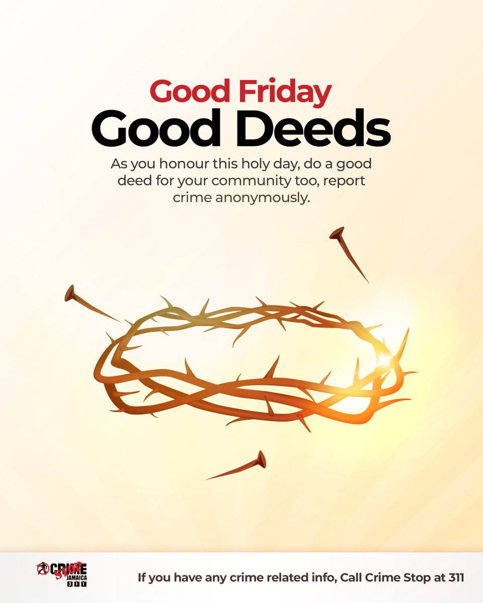 Good Friday is a day of reflection and action. Take a moment to do a good deed for your community and shine your light of kindness. 🌅💖
 
#GoodFriday #SpreadKindness #CrimeStop