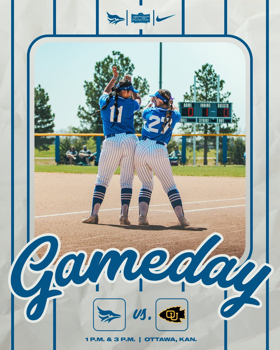 𝙄𝙏’𝙎 𝘼 𝙂𝙊𝙊𝙊𝙊𝙊𝙊𝘿 𝙁𝙍𝙄𝘿𝘼𝙔. 🥎🔥

🆚 | Ottawa University  
⏰ | 1:00 p.m. &amp; 3:00 p.m. 
📍 | Ottawa, Kan. 
🏟️ | Dick Peters Sports Complex
🖥️ | kcacnetwork.com/ottawaks/