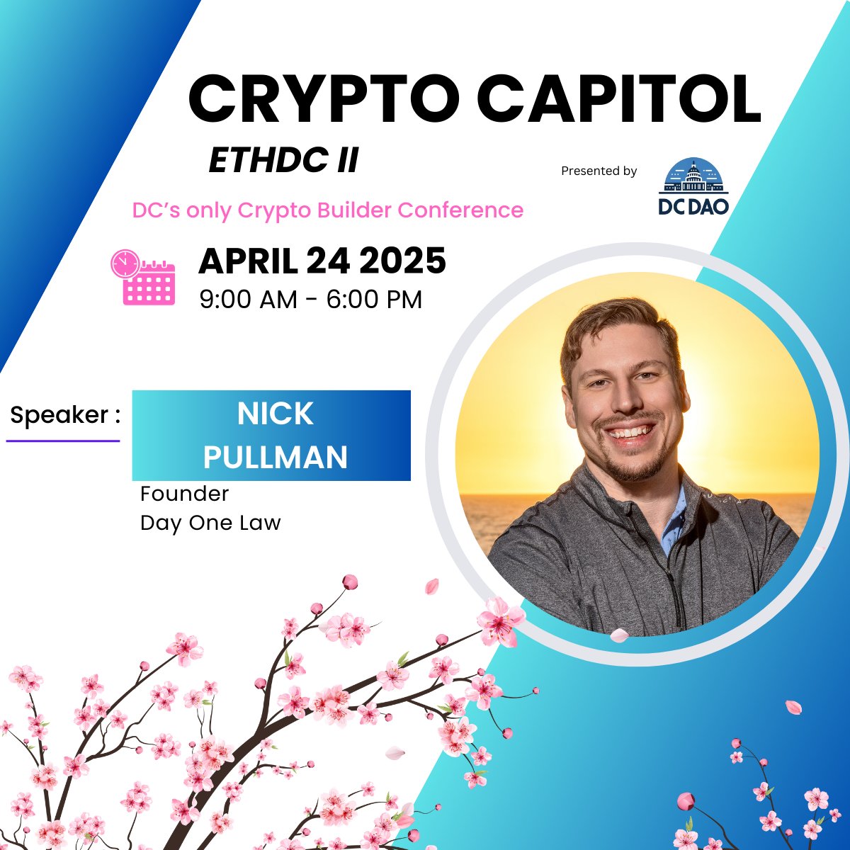DC DAO (@dcdaoxyz) on Twitter photo Speaker highlight: <a href="/NickPullmanEsq/">Nick Pullman 🇺🇸</a>
Nick Pullman is the founder of <a href="/DayOneLaw/">Day One Law</a>, a crypto-native boutique firm delivering fast, practical legal counsel to Web3 startups, DAOs, protocols, and funds.
Join us: lu.ma/a6jzwstx Speaker highlight: <a href="/NickPullmanEsq/">Nick Pullman 🇺🇸</a>
Nick Pullman is the founder of <a href="/DayOneLaw/">Day One Law</a>, a crypto-native boutique firm delivering fast, practical legal counsel to Web3 startups, DAOs, protocols, and funds.
Join us: lu.ma/a6jzwstx