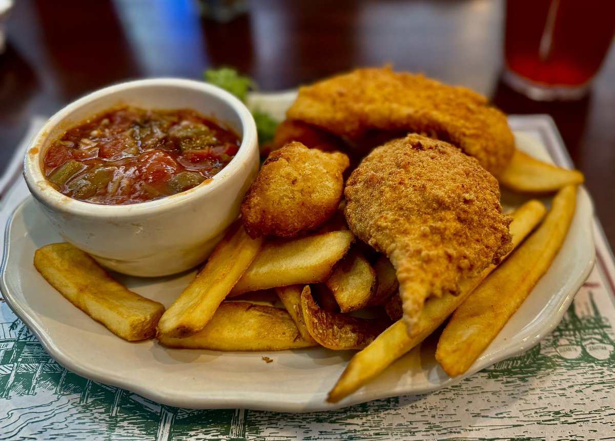 New lunch spot. Cedar River  Seafood. Okra and yellow rice is awesome! #ilikeokra