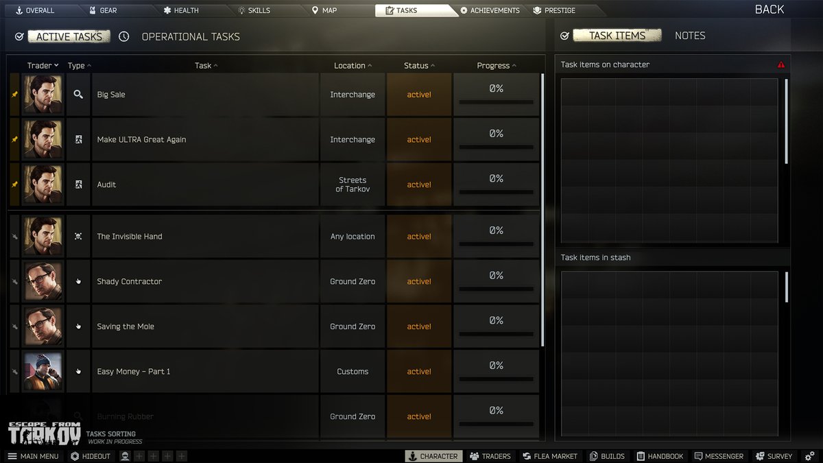 QOL: Task sorting improvements.
#EscapefromTarkov