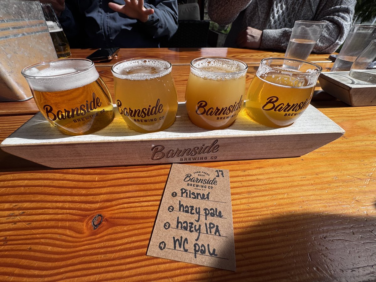 craftbrewjester's tweet photo. Brewstop #42 on the #QuestToBreak95 of #brewQuest2025 was @barnsidebrewing , it’s always a great stop but especially when you get a good lookin crew like this to meet up and lift a few #barnsidebrewing #delta #ladner  #CheersToCraftBeer #beergasm #craftbeerlife #craftbeer https://t.co/XHVZeiMNRm