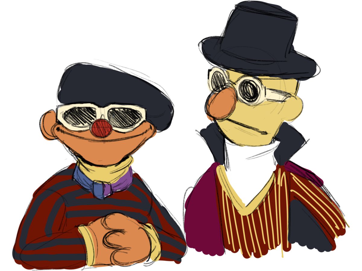 Kami_Kans's tweet photo. sorry i haven’t posted much i’ve been a bit out of it but here’s some gay puppets i did for a study :] #bertandernie #kamikan https://t.co/JANf9V9XsR