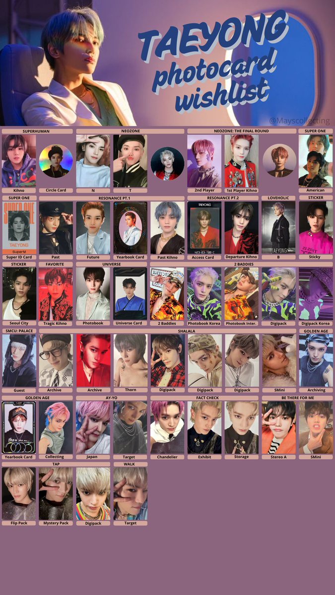 Mayscollecting's tweet photo. • my TAEYONG (NCT)
photocard wishlist 🍙🌹• https://t.co/p0hiOUBzOM