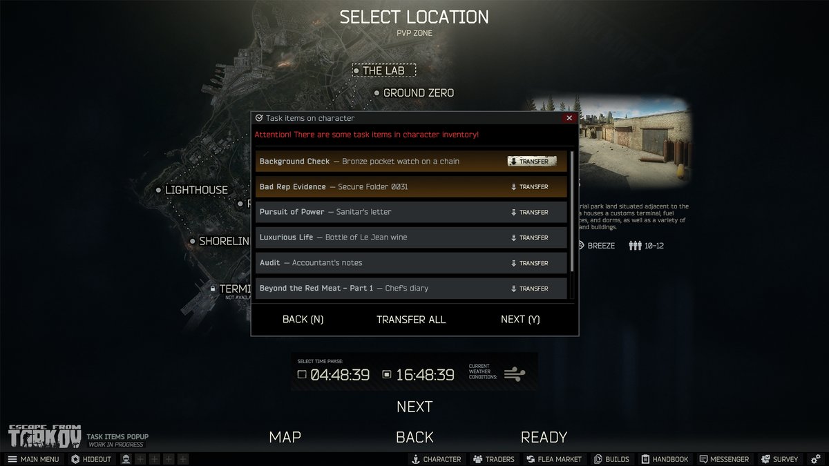 QOL: Pop-up warning when starting a raid with a task item in inventory. 
#EscapefromTarkov