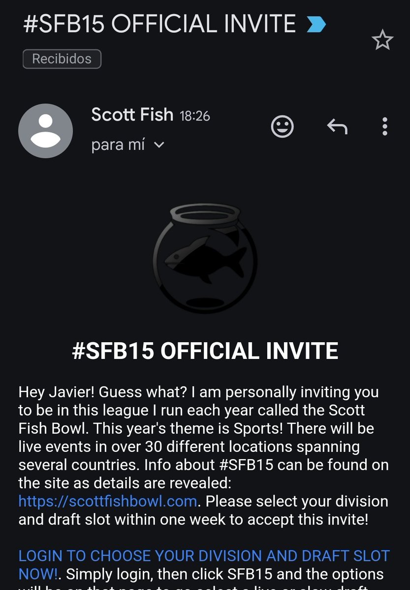 Javier Manzanera (@elmantis) on Twitter photo Here we go. FF season officially kicks off with the most awaited email of the year.
Thanks <a href="/ScottFish24/">Scott Fish</a> for the invite and once again congrats to all the amazing people behind <a href="/FantasyCaresOrg/">Fantasy Cares #fantasycares</a> Here we go. FF season officially kicks off with the most awaited email of the year.
Thanks <a href="/ScottFish24/">Scott Fish</a> for the invite and once again congrats to all the amazing people behind <a href="/FantasyCaresOrg/">Fantasy Cares #fantasycares</a>