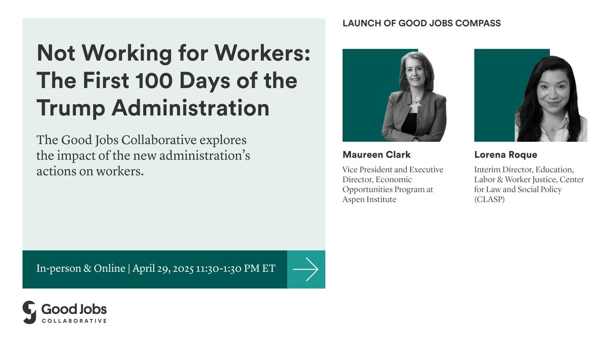 Roque_L's tweet image. At #100Days in, there’s no better time to reflect on the new administration’s actions
The #GoodJobs Collaborative will unpack whether these policies are benefitting or abusing workers, as well as launch a rating system that makes the distinction clearer.
↘️newamerica.org/education-poli…