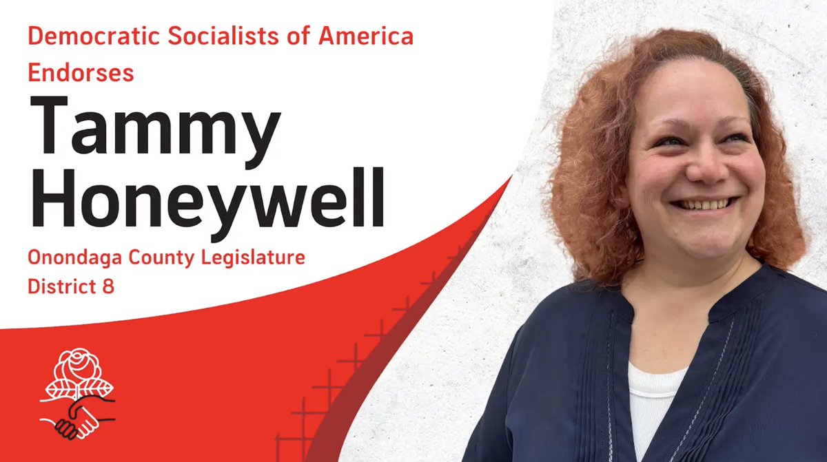 Tammy, (from <a href="/syrDSA/">Syracuse DSA</a>) is running for Onandaga County Legislature’s 8th District, helped found her chapter and is a union leader. In the legislature, Tammy will fight for affordable housing, accessible public transportation, and union jobs with a living wage.