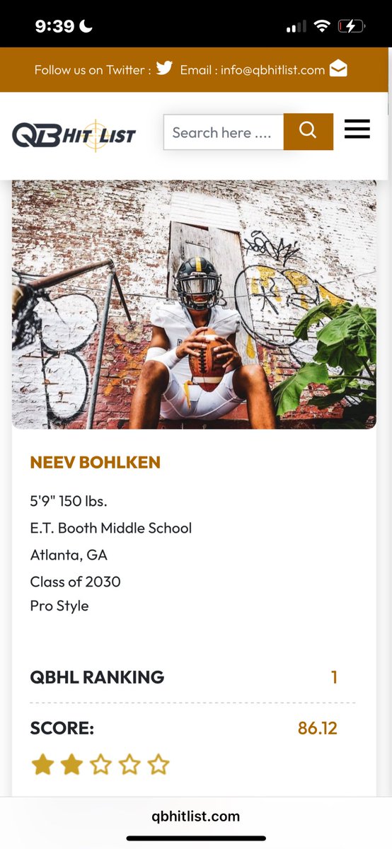 @NJAY4 (@bohlkenneev) on Twitter photo Honored to be ranked the #1 overall QB in the class of 2030.
<a href="/QBHitList/">QBHitList.com</a> <a href="/__AustinButler/">AB</a> <a href="/AndrewSFlorio/">Andrew Florio</a> <a href="/mfarrellsports/">Mike Farrell</a> <a href="/nexgenscouting/">Keith Smilie</a> <a href="/KevinMoses38/">Kevin Moses LLC</a> <a href="/SunilSportsNews/">Sports News By Sunil Sunder Raj</a> <a href="/scouts_com/">RecruitList</a> <a href="/raj_manjrekar/">🏈🏀🎾Highlight_TheAthlete ⚾️🥎⚽️</a> <a href="/NxgnCamps/">NXGN Camps, Inc</a> <a href="/rvfc10/">ronveal</a> <a href="/CoachBeas/">Coach Beas</a> <a href="/TheUCReport/">Billy Tucker</a> <a href="/bvav48/">Brett Vavra</a> <a href="/stevequinnFBU/">steve quinn</a>
<a href="/Kmac82Mcfunk/">Kevin Mcleod</a> Honored to be ranked the #1 overall QB in the class of 2030.
<a href="/QBHitList/">QBHitList.com</a> <a href="/__AustinButler/">AB</a> <a href="/AndrewSFlorio/">Andrew Florio</a> <a href="/mfarrellsports/">Mike Farrell</a> <a href="/nexgenscouting/">Keith Smilie</a> <a href="/KevinMoses38/">Kevin Moses LLC</a> <a href="/SunilSportsNews/">Sports News By Sunil Sunder Raj</a> <a href="/scouts_com/">RecruitList</a> <a href="/raj_manjrekar/">🏈🏀🎾Highlight_TheAthlete ⚾️🥎⚽️</a> <a href="/NxgnCamps/">NXGN Camps, Inc</a> <a href="/rvfc10/">ronveal</a> <a href="/CoachBeas/">Coach Beas</a> <a href="/TheUCReport/">Billy Tucker</a> <a href="/bvav48/">Brett Vavra</a> <a href="/stevequinnFBU/">steve quinn</a>
<a href="/Kmac82Mcfunk/">Kevin Mcleod</a>