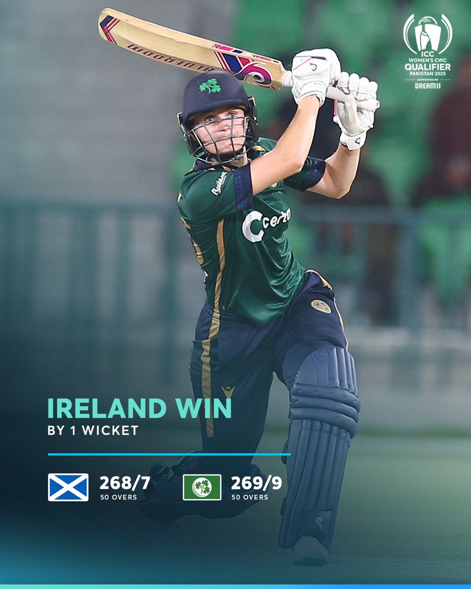 Resilient Ireland end Scotland's qualification hopes with a nail-biting win 🏏

#IREvSCO 📝: icc-cricket.com/tournaments/wo…