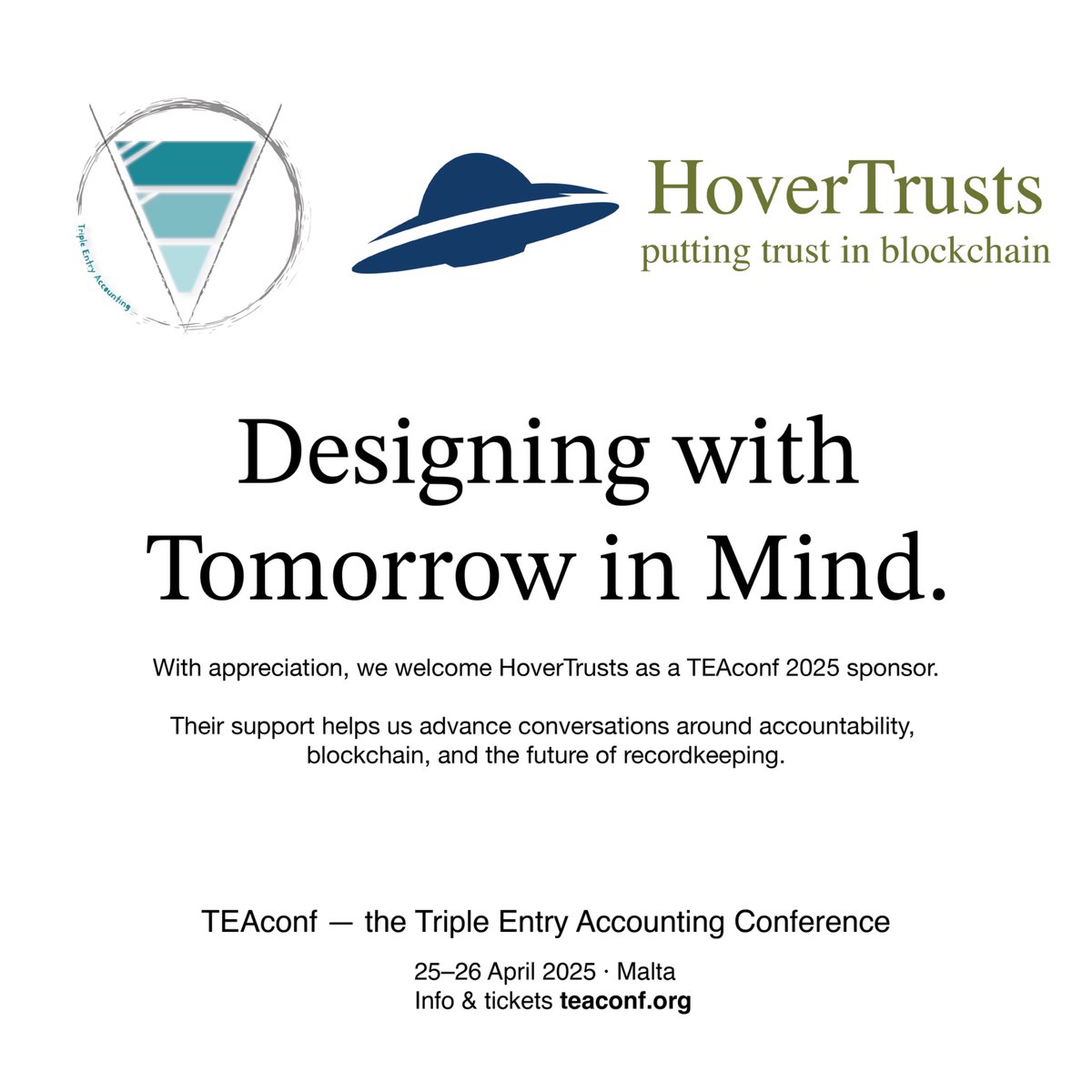 teaconf (@teaconf) on Twitter photo We’re excited to welcome <a href="/HoverTrusts/">HoverTrusts</a> as a #TEAconf 2025 sponsor.
Their support helps us explore what’s next in accounting — from #blockchain-backed transparency to future-ready financial infrastructure. Together, we’re designing with tomorrow in mind.
🧾 TEAconf — the We’re excited to welcome <a href="/HoverTrusts/">HoverTrusts</a> as a #TEAconf 2025 sponsor.
Their support helps us explore what’s next in accounting — from #blockchain-backed transparency to future-ready financial infrastructure. Together, we’re designing with tomorrow in mind.
🧾 TEAconf — the