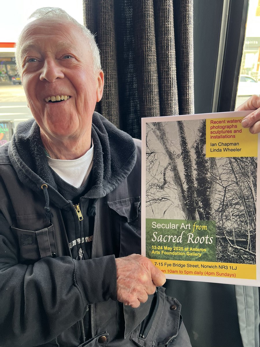 The artist - aka Ian Chapman - promoting his upcoming exhibition. Anteros 13-24 May. All art-lovers welcome. We’ll be there! #NorwichArts