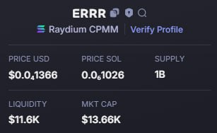jerrycall254's tweet photo. UPDATE  X  1️⃣4️⃣
#SOL 🪙 $ERRR
✅ Call Private ➡️ 13k
✅ Profit at:     ➡️  186k
 https://t.co/vVgc6YFlNO
#ERRR #Ethereum #solona #memecoin #Bitcoin2025 #TrumpTariffs https://t.co/ybmacejaj0