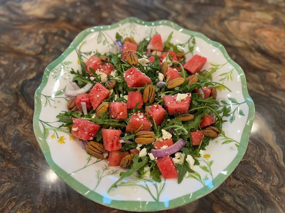 SurrattFarms's tweet photo. Say hello to your new obsession 🍉 Our delicious Pawnee pecans, crisp arugula, juicy watermelon, and a balsamic drizzle come together in a flavor explosion you didn’t know you needed. Light, refreshing, and oh-so-delicious. Your taste buds will thank you!

https://t.co/fJXsbGm1i1 https://t.co/65PhtQbbn9