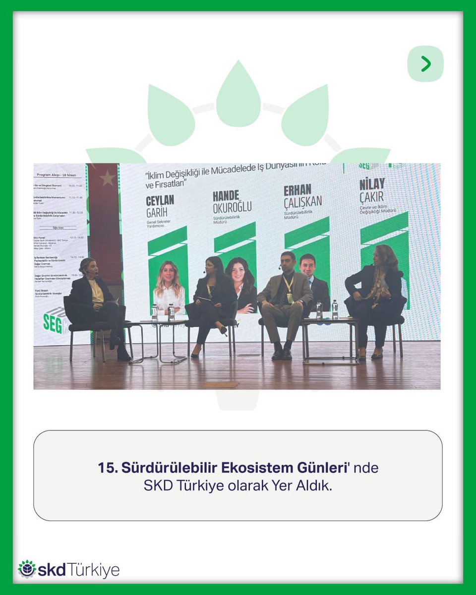 skdturkiye's tweet photo. İTÜ Süleyman Demirel Kültür Merkezi’nde bu yıl 15.’si düzenlenen Sürdürülebilir Ekosistem Günleri kapsamında, “İklim Değişikliğiyle Mücadelede İş Dünyasının Rolü ve Fırsatları” başlıklı panelimizi gerçekleştirdik. ++ https://t.co/UlEF8Mofvc