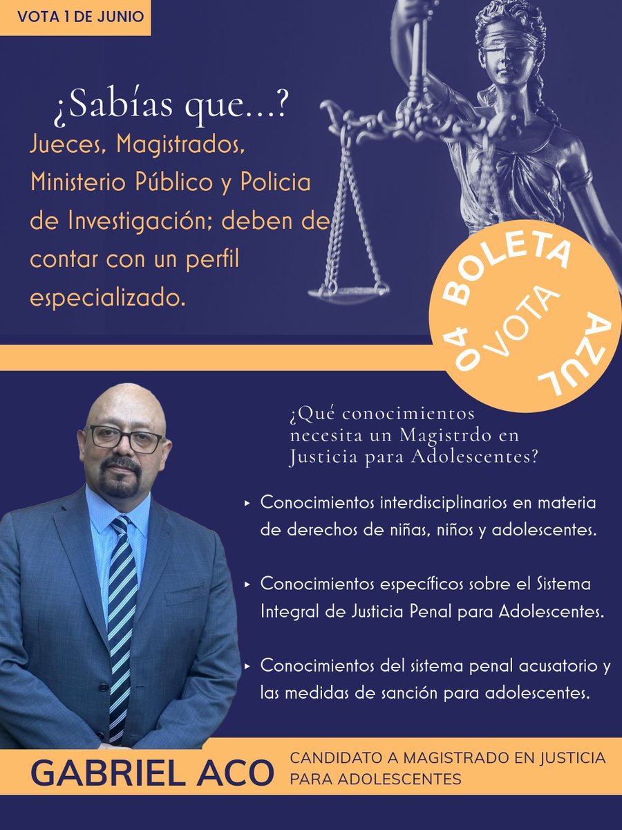 Aco04Gabriel's tweet photo. 📷 ¡Tu voto es tu voz! 📷
El próximo 1 de junio de 2025, tienes la oportunidad de hacer una diferencia en la impartición de Justicia para Adolescentes. En la Boleta Azul escribe 04, VOTA por GABRIEL ACO.
Gracias por ser parte de este proceso. ¡Tu voz importa! https://t.co/rGbOK3iLAC