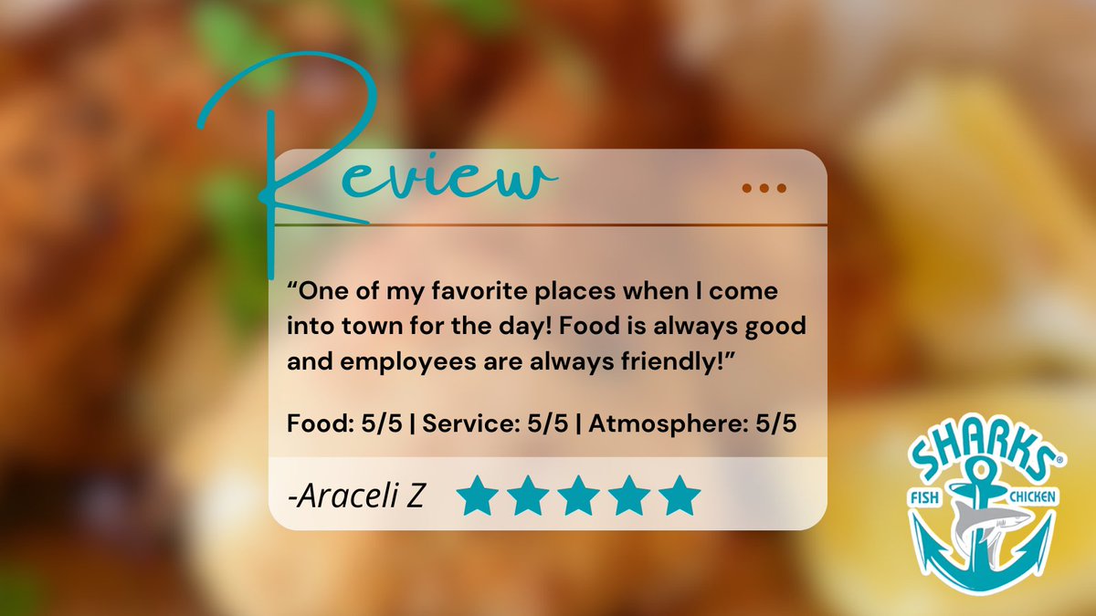 sharksfish3400's tweet photo. We're thrilled to hear you love Sharks Fish &amp; Chicken as much as we do. 🌟 Our team works hard to ensure great food and friendly service, and your feedback means the world to us! Can't wait to see you again soon! 
🍗🐟

#FastFoodRestaurant #AmericanRestaurant #SeafoodRestaurant https://t.co/XYMre6VqnF
