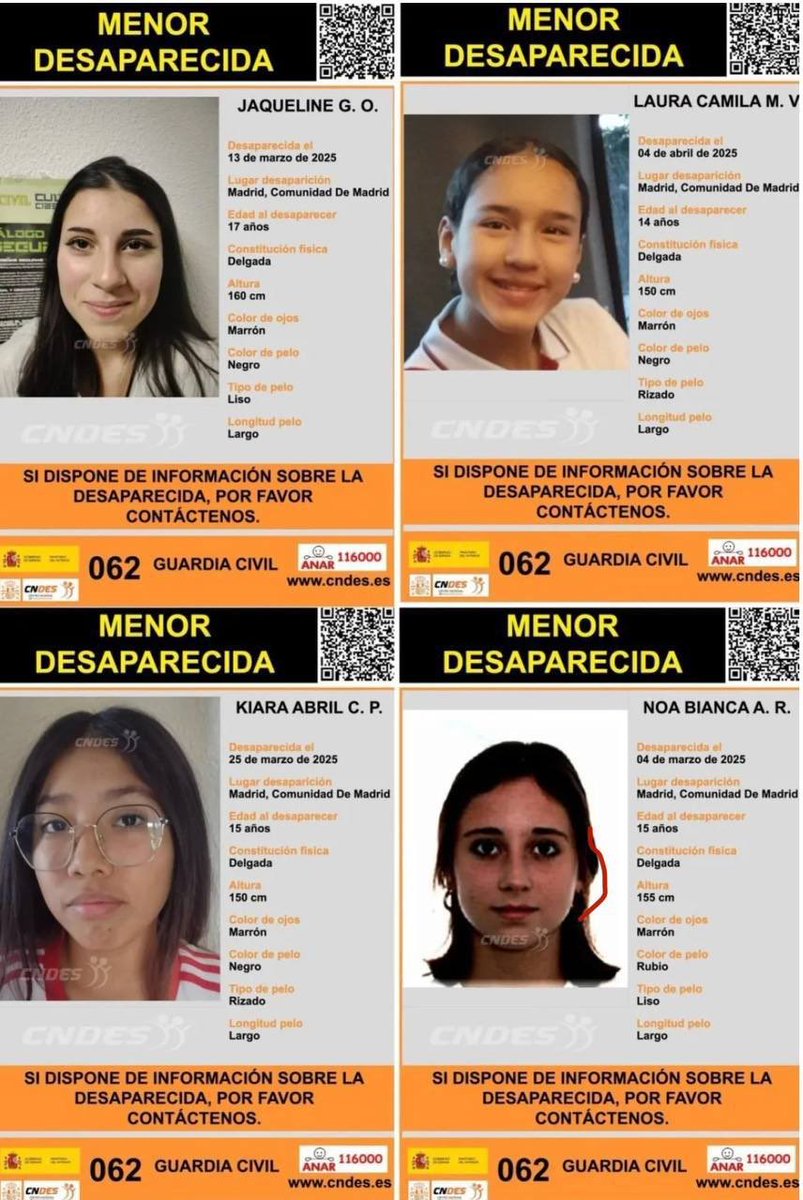 En un mes y 4 días han DESAPARECIDO 4 menores en Guadarrama.
Si ha visto algo llamativo marque el 062.
Jamás había ocurrido en ningún lugar de España.🤨🇪🇸