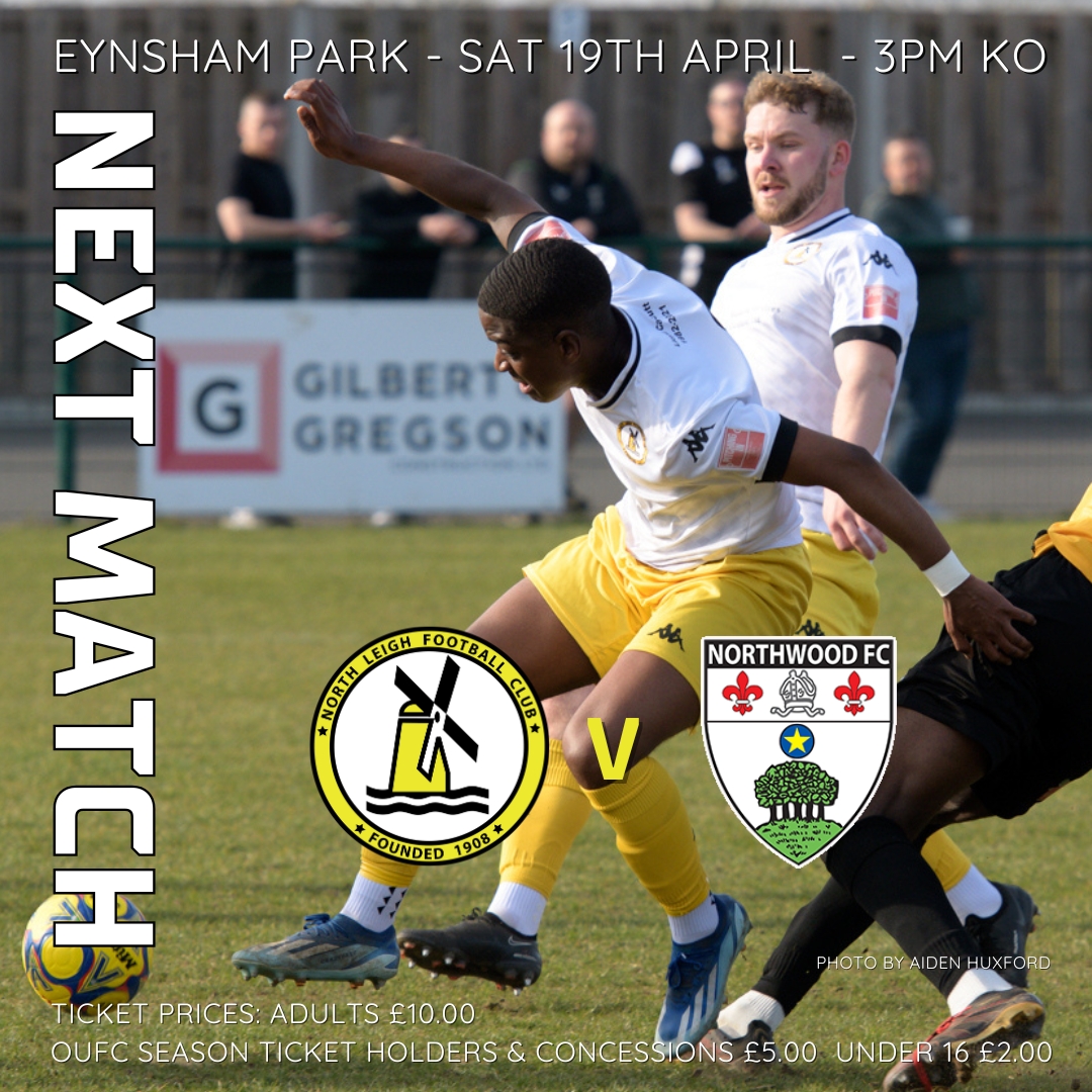 Next up, Saturday 19th 3pm We take on Northwood at Eynsham park
