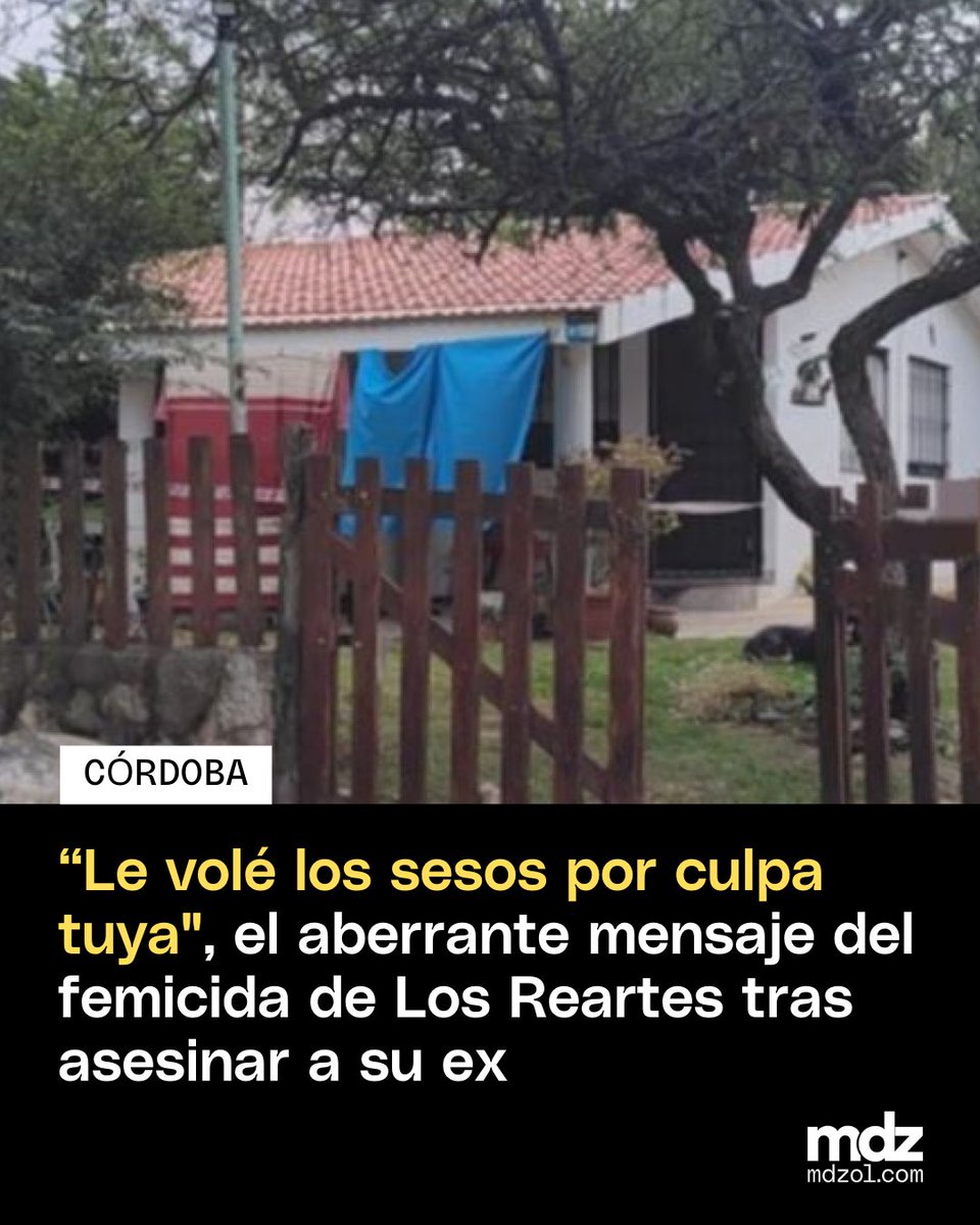 mdzol's tweet photo. 🛑“En la vida hay que ser justo, pagá lo que debés” escribió con tiza en una pared Adrián Pérez Tica (54) después de asesinar a su expareja, Rosana Rotchen (51) el martes pasado en Los Reartes.
#Crimen #Femicidio #Aberrante #LosReartes #Córdoba https://t.co/cHc254fnXd