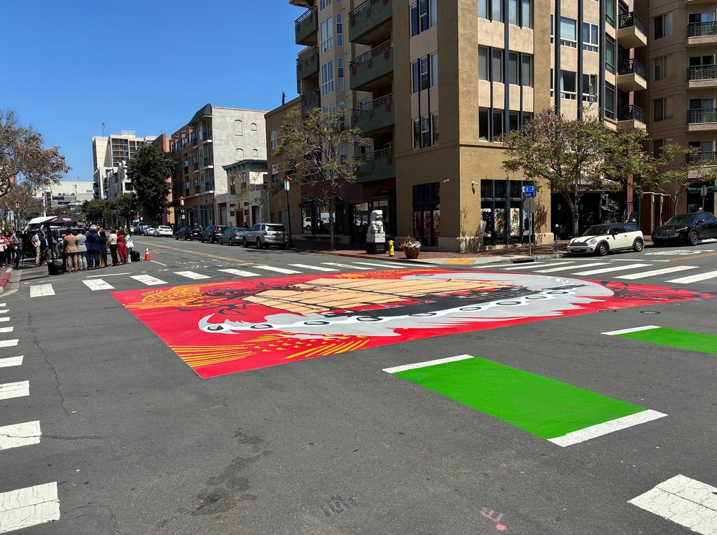 Last week, we celebrated the new mural on our street! 🎉 Reps from <a href="/SDPartnership/">Downtown San Diego</a> and city council members cut the ribbon for the mural that illustrates San Diego's fishing history and immigrant history. Thank you to our community who has supported this project by local artists!