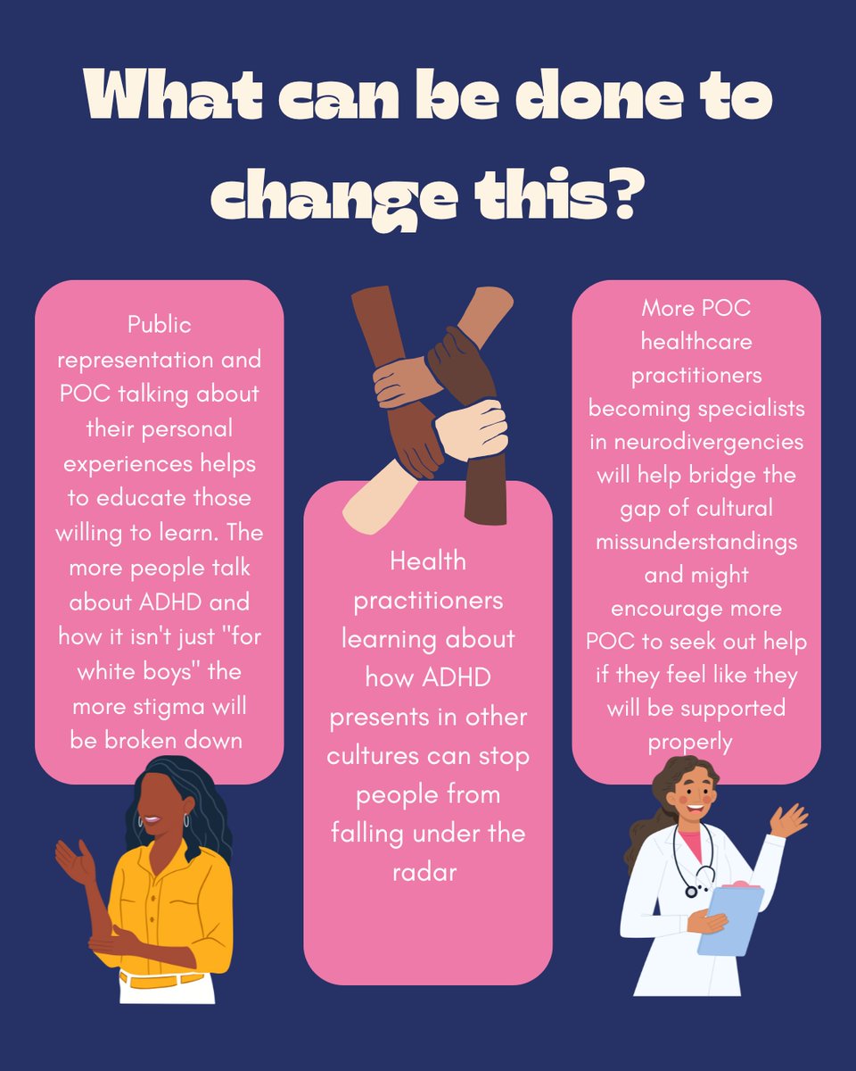 adhdbabes's tweet photo. Did you know that people of colour are less likely to get diagnosed or get diagnosed with ADHD much older than average? Its time to POC!!

#balckmindsmatter #blackwomen #blacknonbinary #adhdsupport #blackwomenwithadhd #OTB #outsidetheboxadhdb #ADHDmyths https://t.co/zNLUKrSdNq