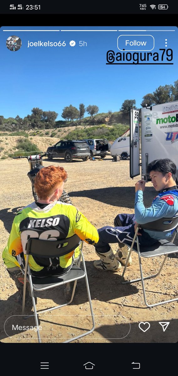 fadiyahrizm's tweet image. Moto3 rider Joel Kelso is practicing motocross with the current best rookie rider of MotoGP 2025 Ai Ogura a week before the European leg opens in Jerez. #MotoGP #JK66 #AO79 

Source: Joel Kelso (via Instagram)