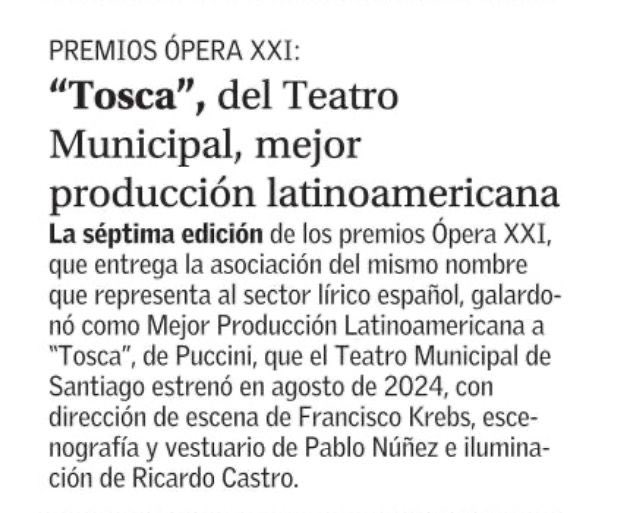 Hoy en El Mercurio ☺️
Tosca <a href="/MunicipaldeStgo/">Teatro Municipal de Santiago</a> ❤️